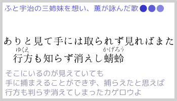 ありと見て手には取られず見ればまた 行方も知らず消えし蜻蛉